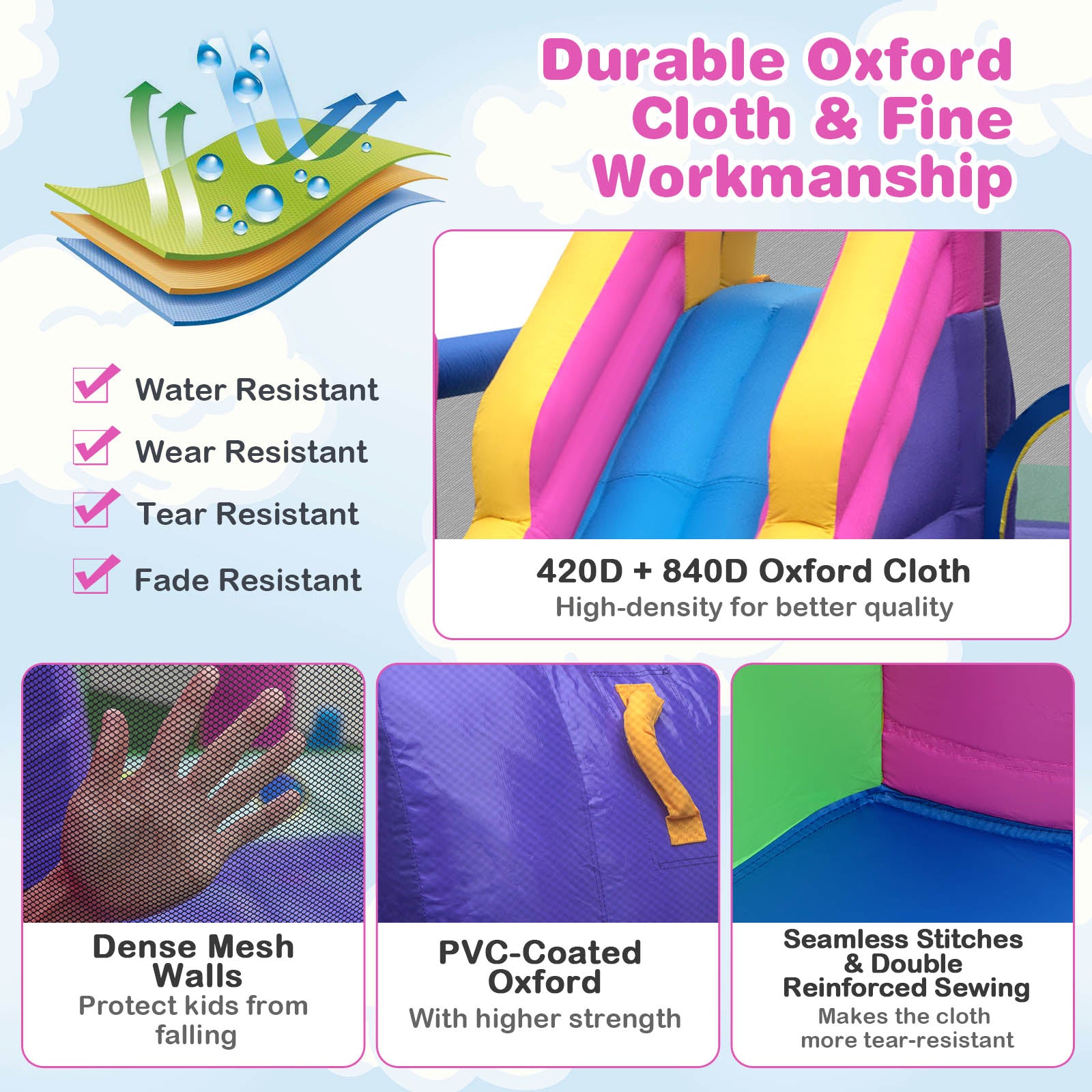 Inflatable Bounce Castle with Long Slide B37938