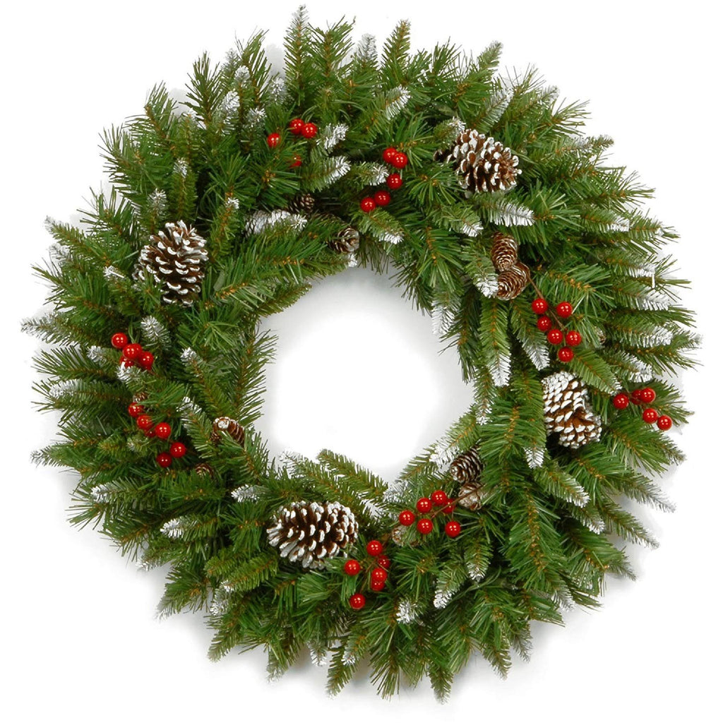 24" Unlit Frosted Berry Christmas Wreath D4852