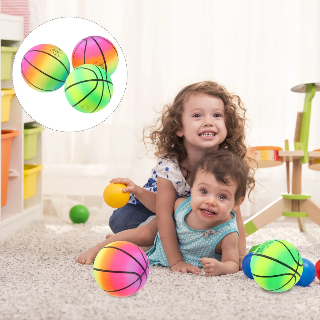 16 CM Rainbow Balls Elastic PVC Beach Play Ball Children Toy O16908