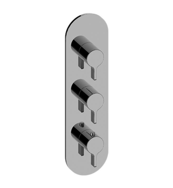 Polished Nickel Round 3-Hole Trim Plate with Terra Handles U41499