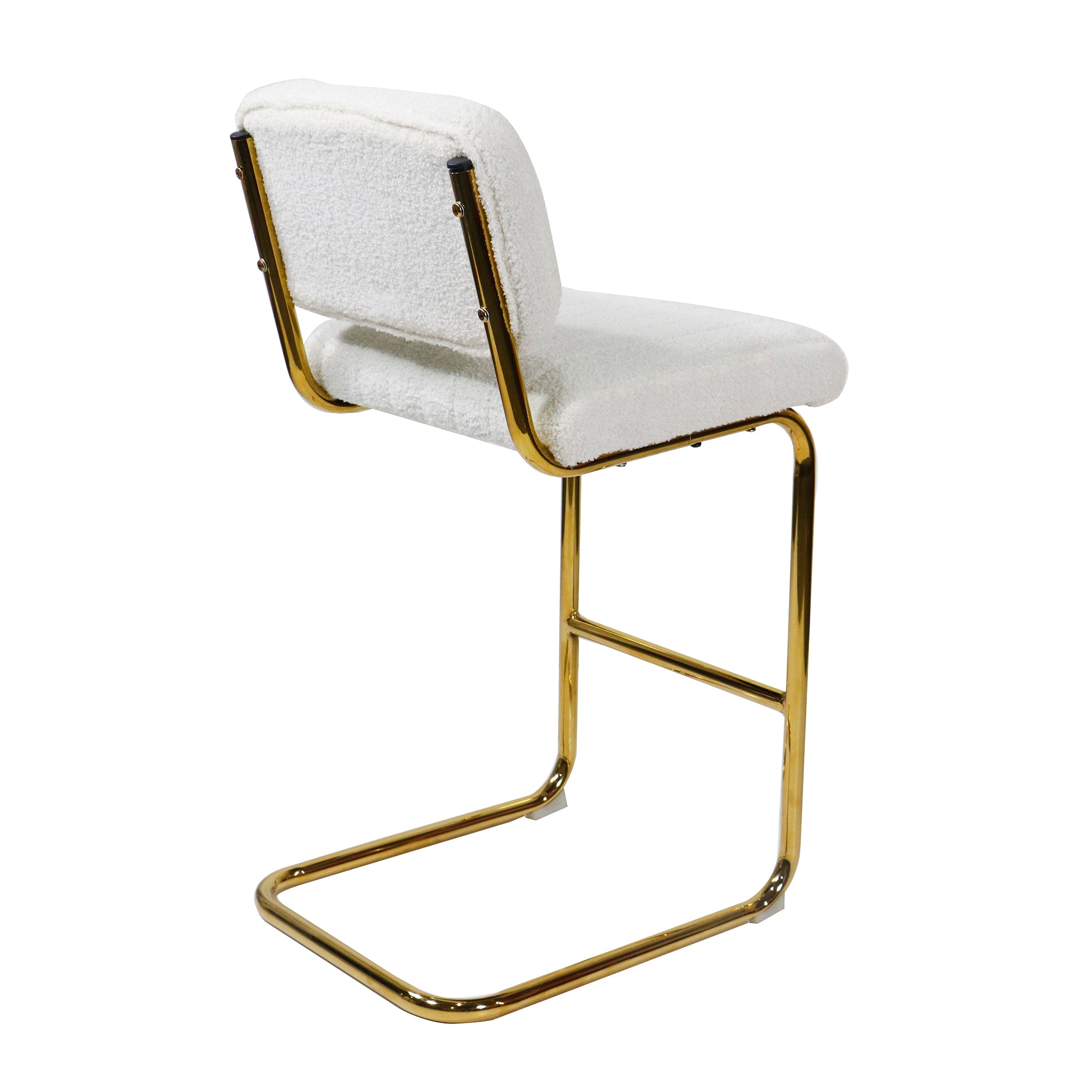 Ivory Boucle Fabric Counter Height Bar Stools Set of 2 K436