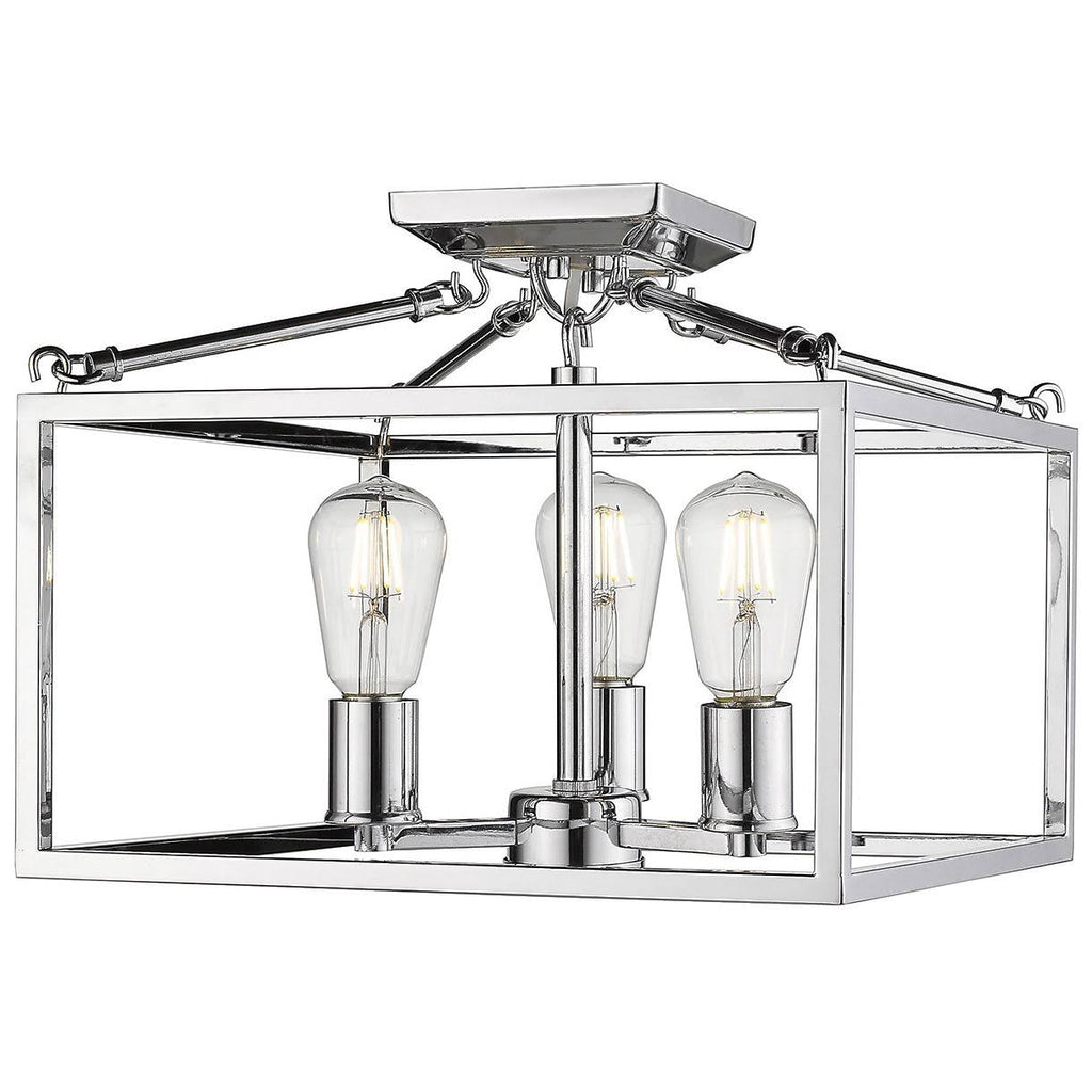 Black 3 Light Semi-Flush Mount O425184