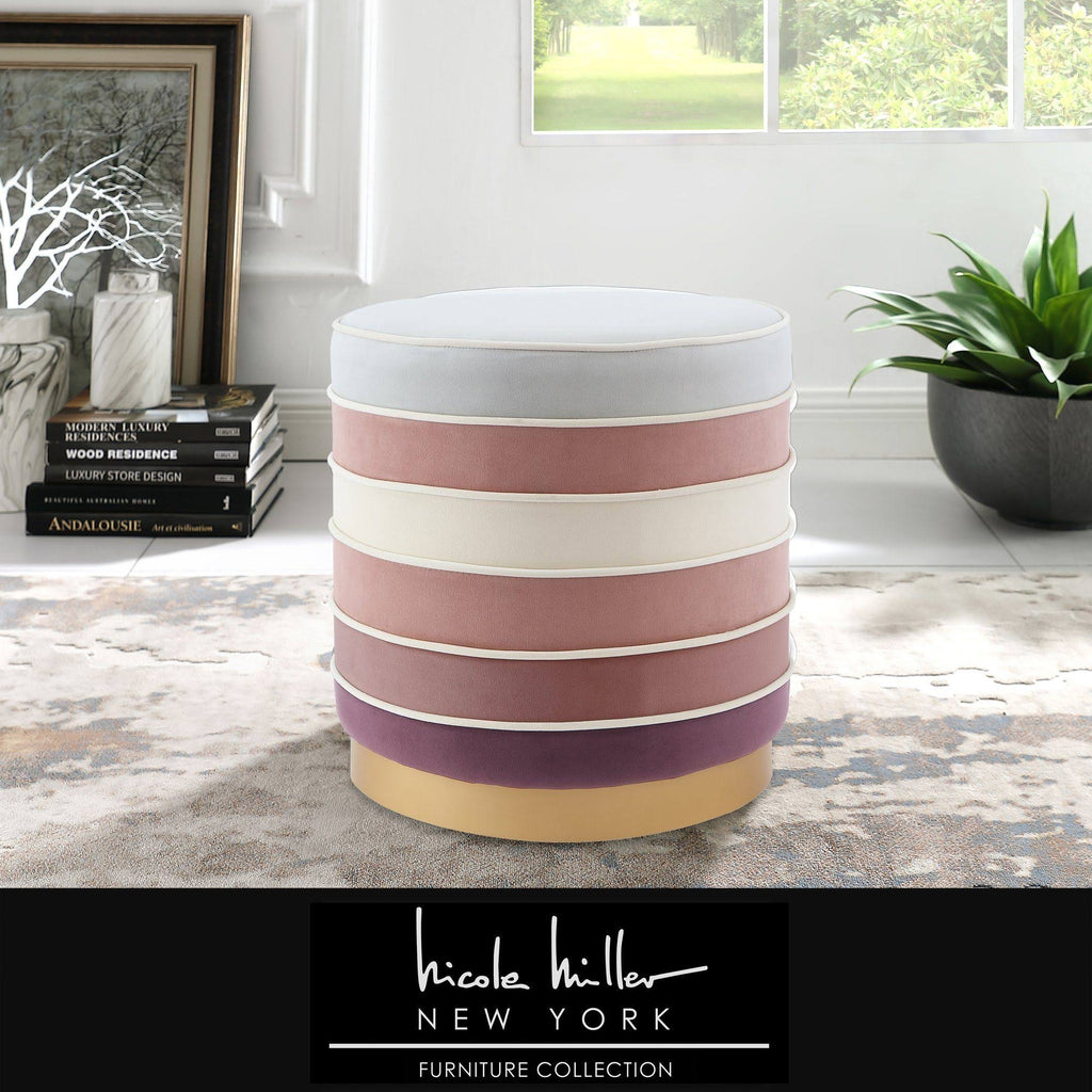 Blush Pink Velvet Ottoman with Metal Base N502