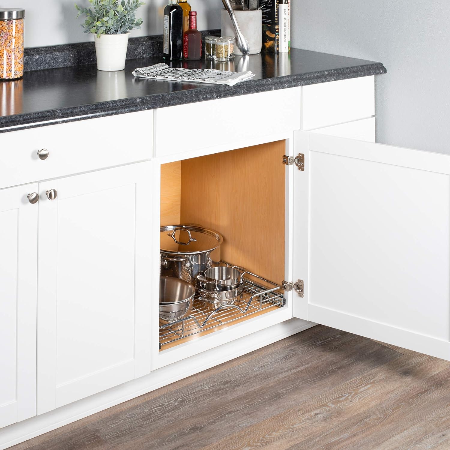 Chrome Heavy Duty Pull Out Drawer Cabinet Organizer M445