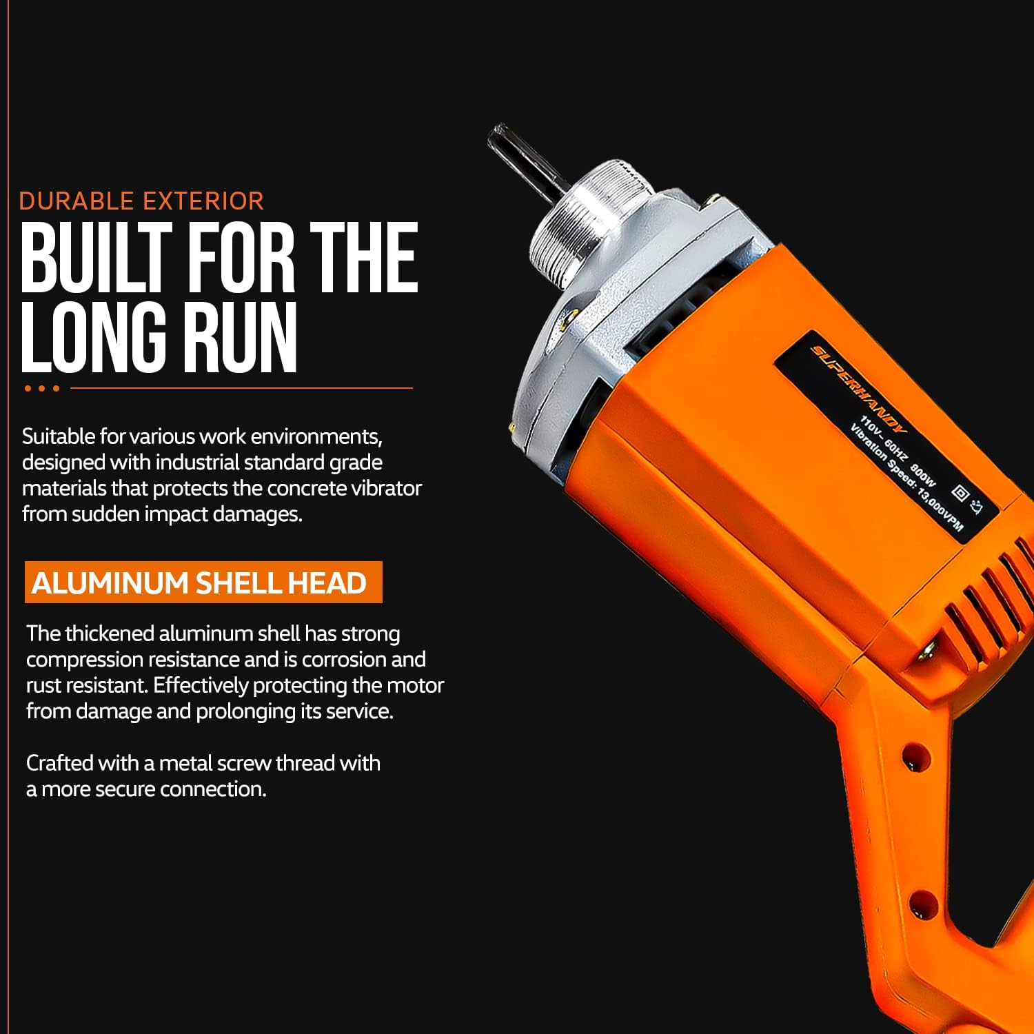 Concrete Vibrating Power Tool with 4.9 Ft Flex Hose Immersion Shaft V78613