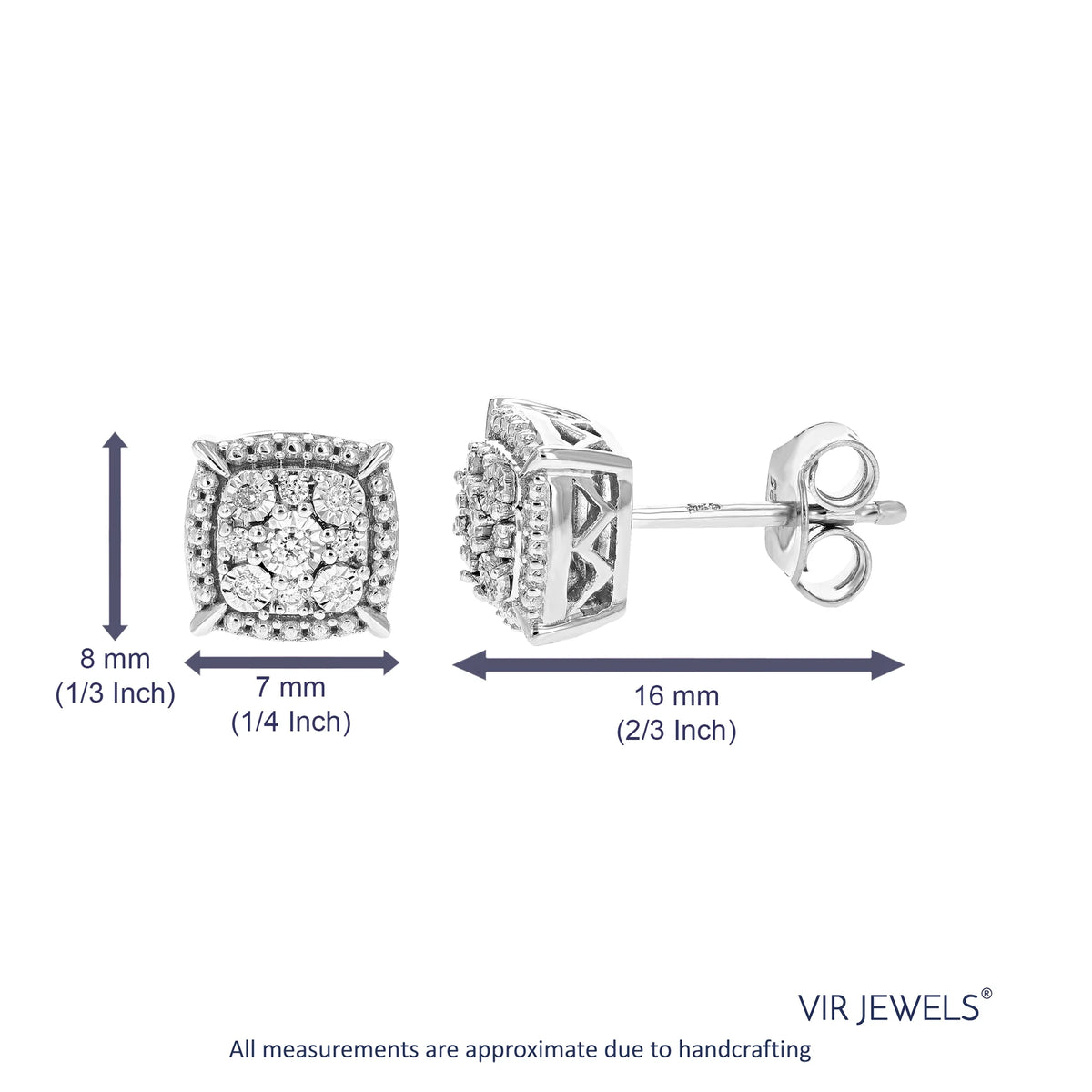 1/10 CTTW Lab Grown Diamond Stud Earrings in .925 Sterling Silver N4846