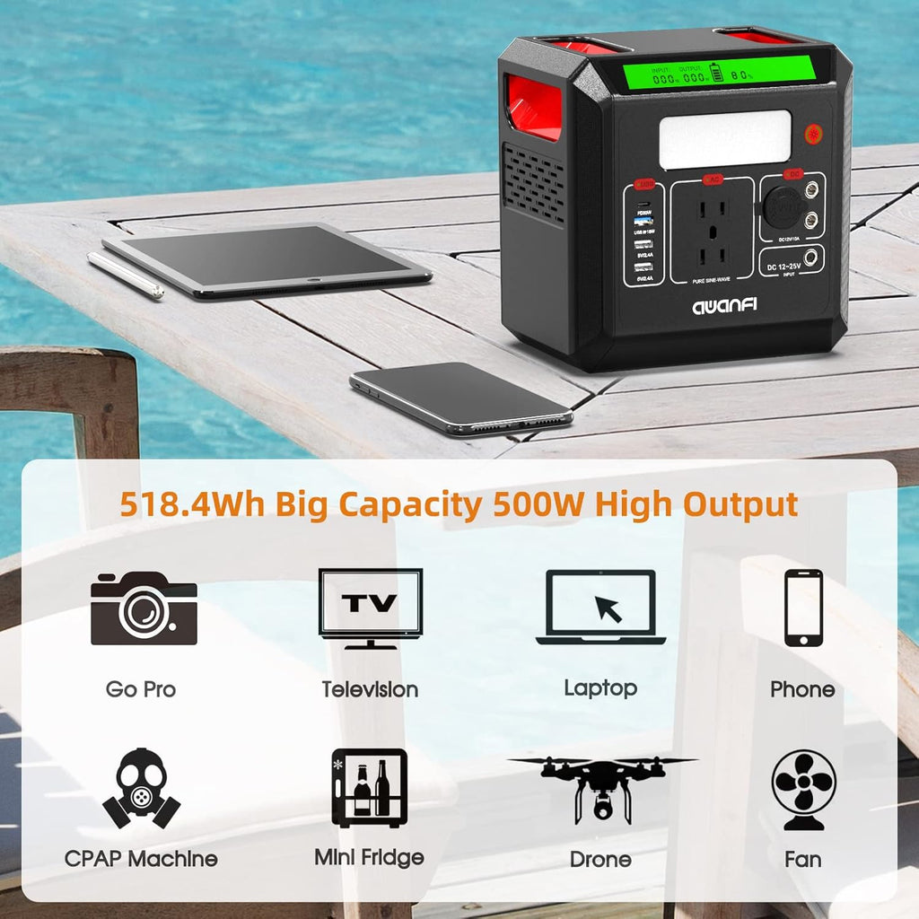 300W Portable Power Station 300Wh Solar Powered Generator with 110V AC Outlet R71886