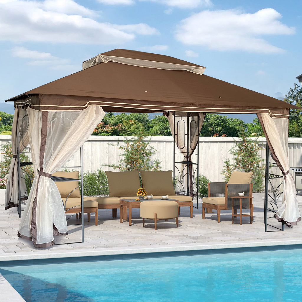 13x10 Outdoor Patio Gazebo Canopy Tent With Ventilated Double Roof And Mosquito Net N5263