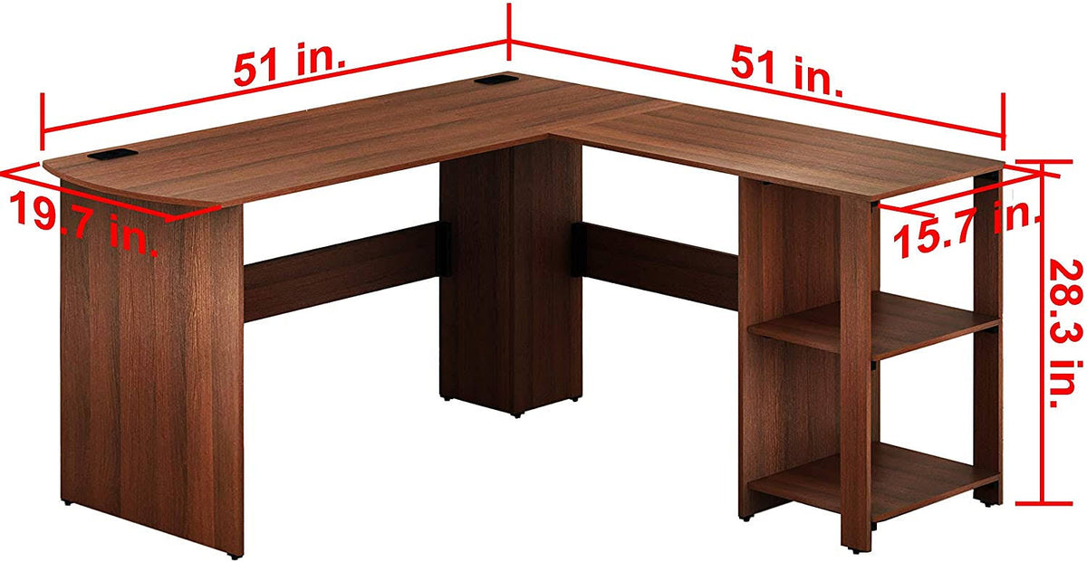 Walnut L-Shaped Wood Corner Desk S555