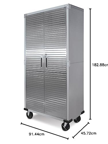 Solid Steel Rolling Lockable Metal Storage Cabinet with Adjustable Shelves, 36" W x 18" D x 72" H, Granite G1359