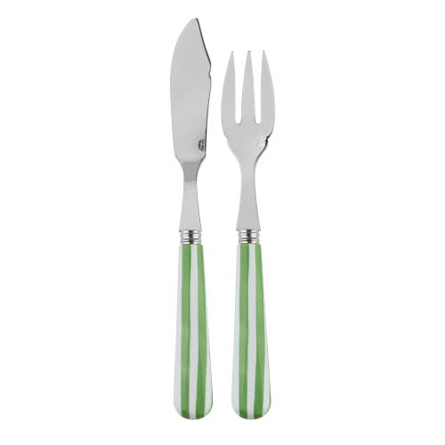 Set of 4 White Stripe Garden Fish Set W344506