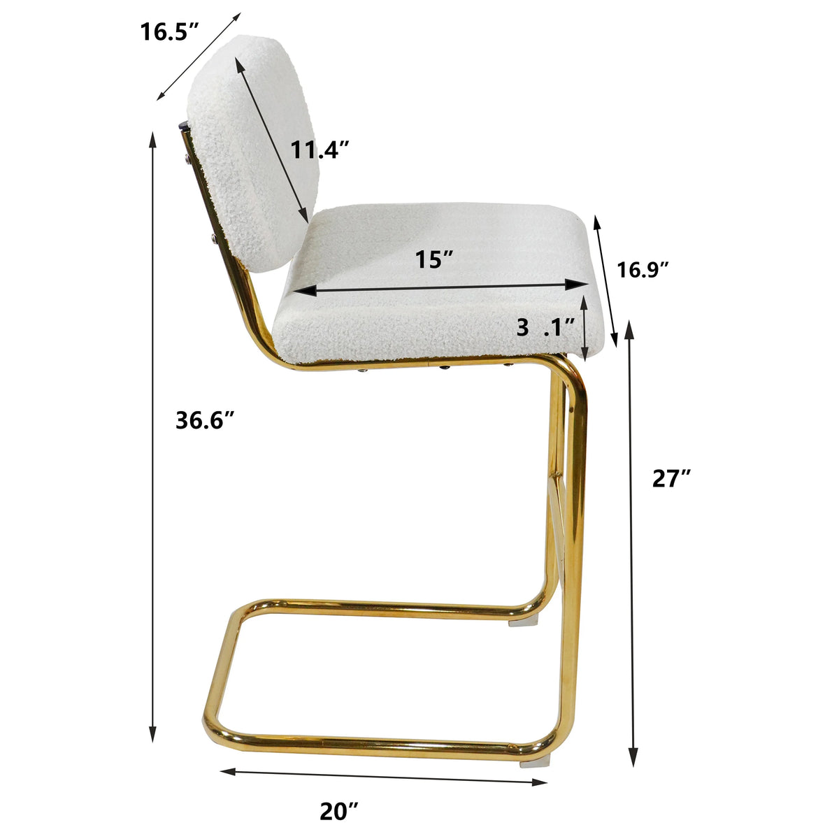 Ivory Boucle Fabric Counter Height Bar Stools Set of 2 K436