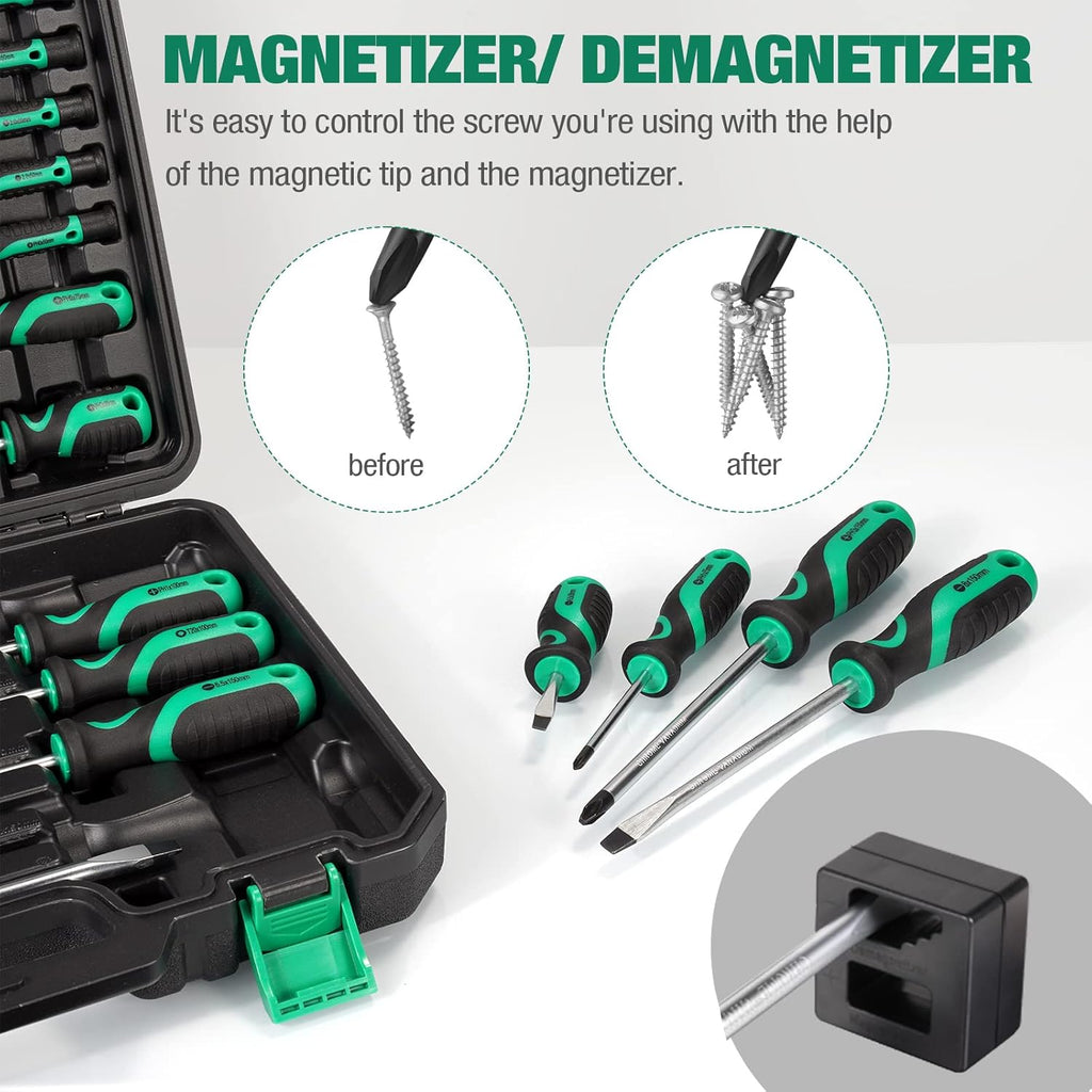 27 Piece Bi-material Screwdriver Set with Storage Case and Magnetizer V184