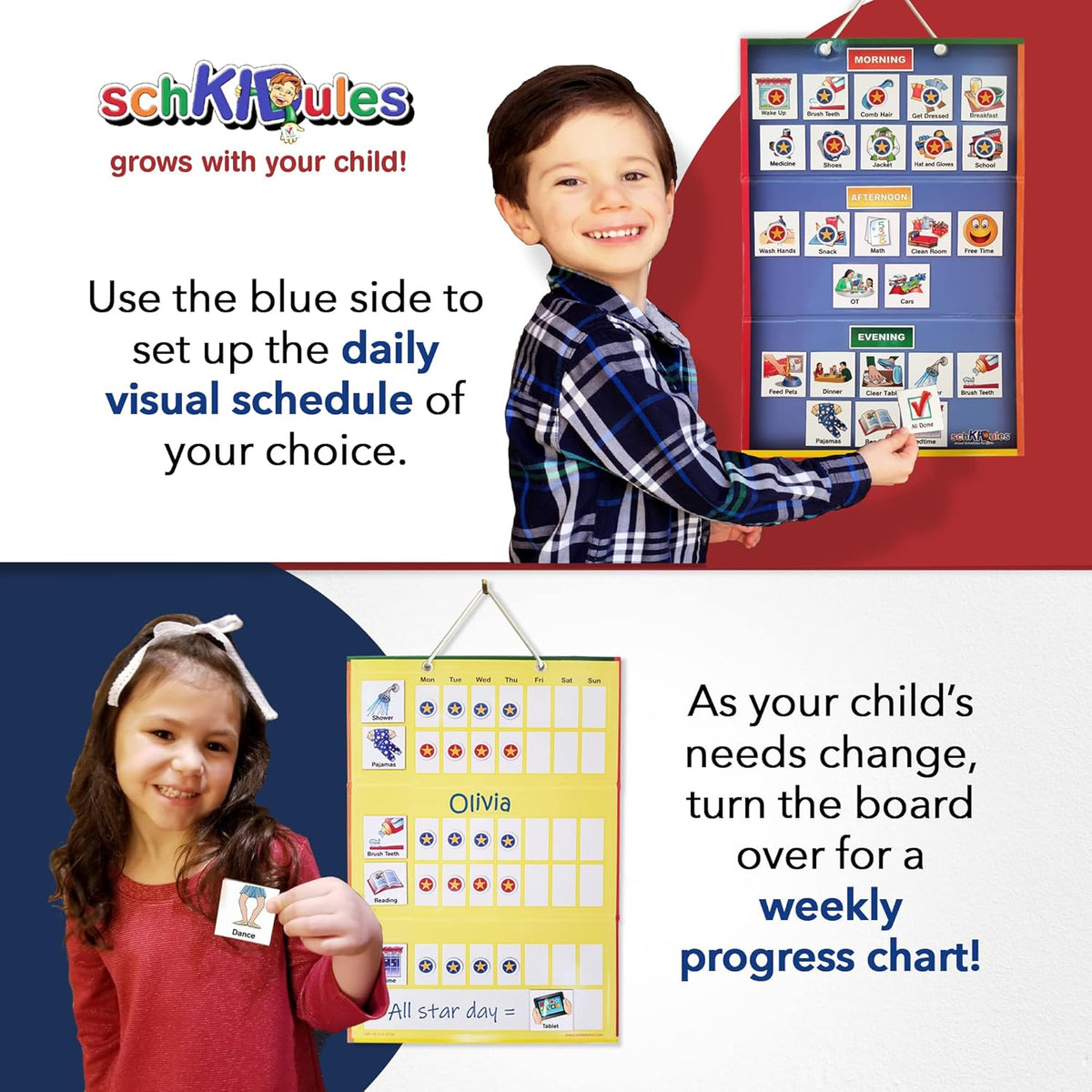 Visual Schedule Magnet Board with 189 Magnetic Picture Cards, Pack of 2 H695595