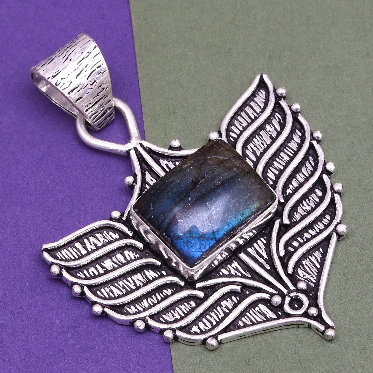 Silver 925 Sterling Garnet Gemstone Necklace Labradorite Jewelry Handmade I172568