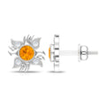 18K White Gold Orange Sapphire Stud Earrings with Diamond Y875