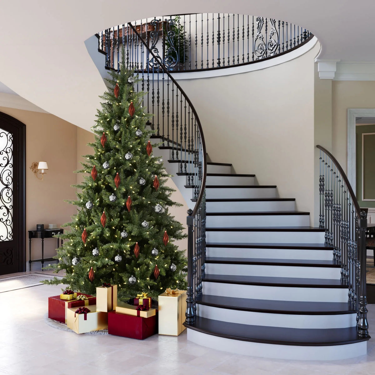 9.5' Artificial Christmas Tree with Multi-colored Lights O686028