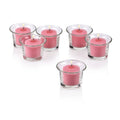 Clear Glass Lip Votive Candle Holders with Soft Pink Votive Candles (Set of 36) I86736
