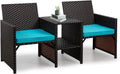 Blue Rattan Patio Conversation Set Sofa Loveseat Table Chairs E4023
