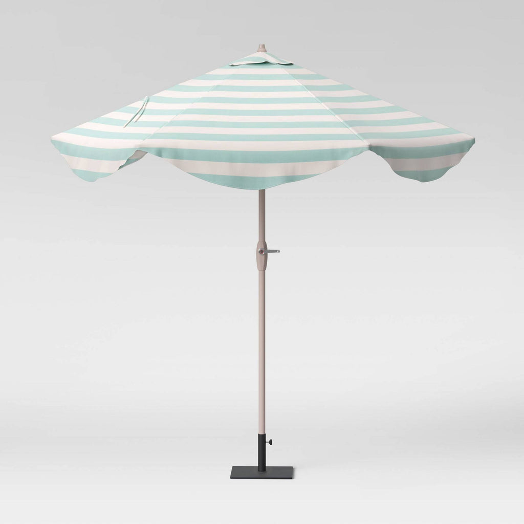 Turquoise Round Scalloped Patio Umbrella M198