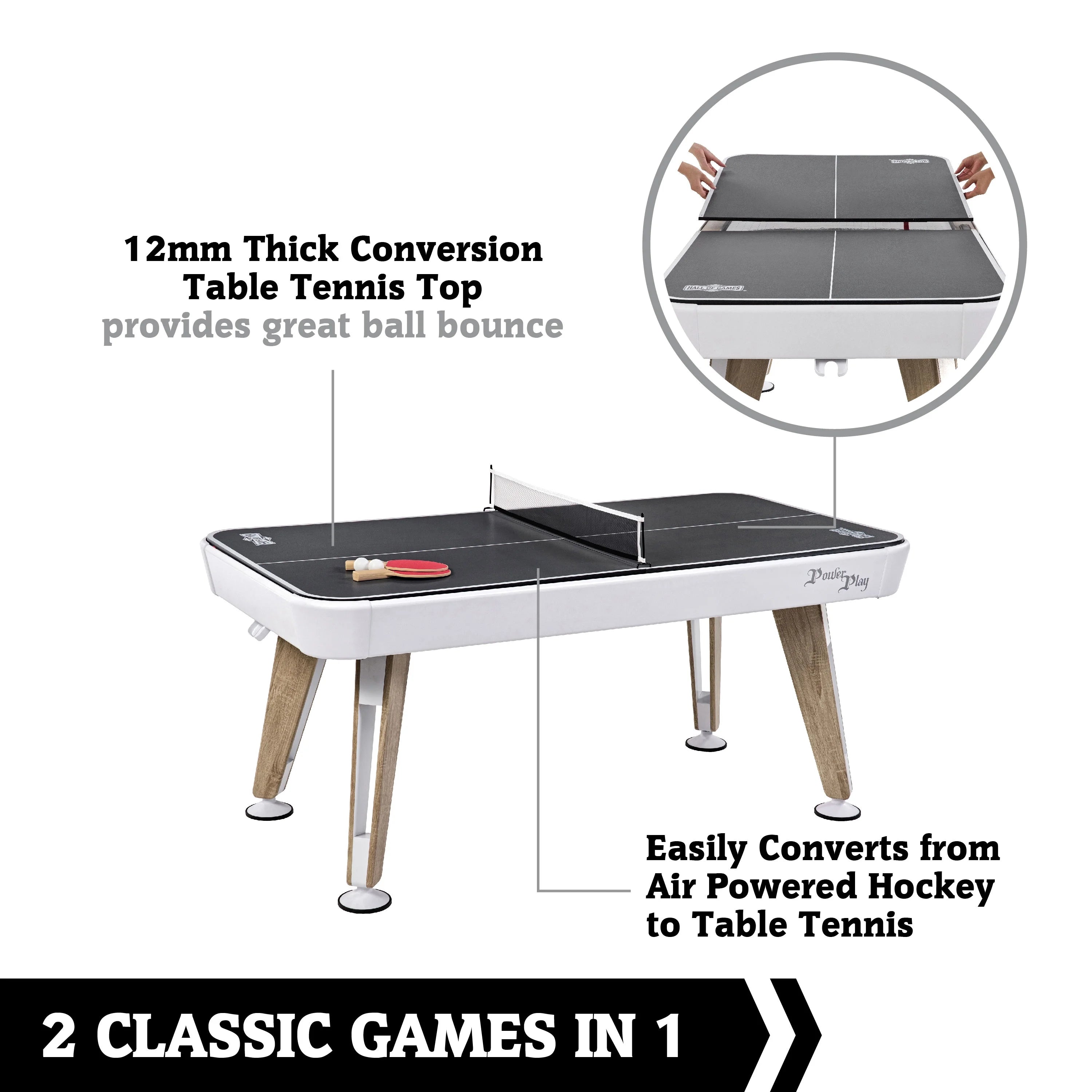 72 inch Air Powered Hockey Table with Table Tennis Top D33085