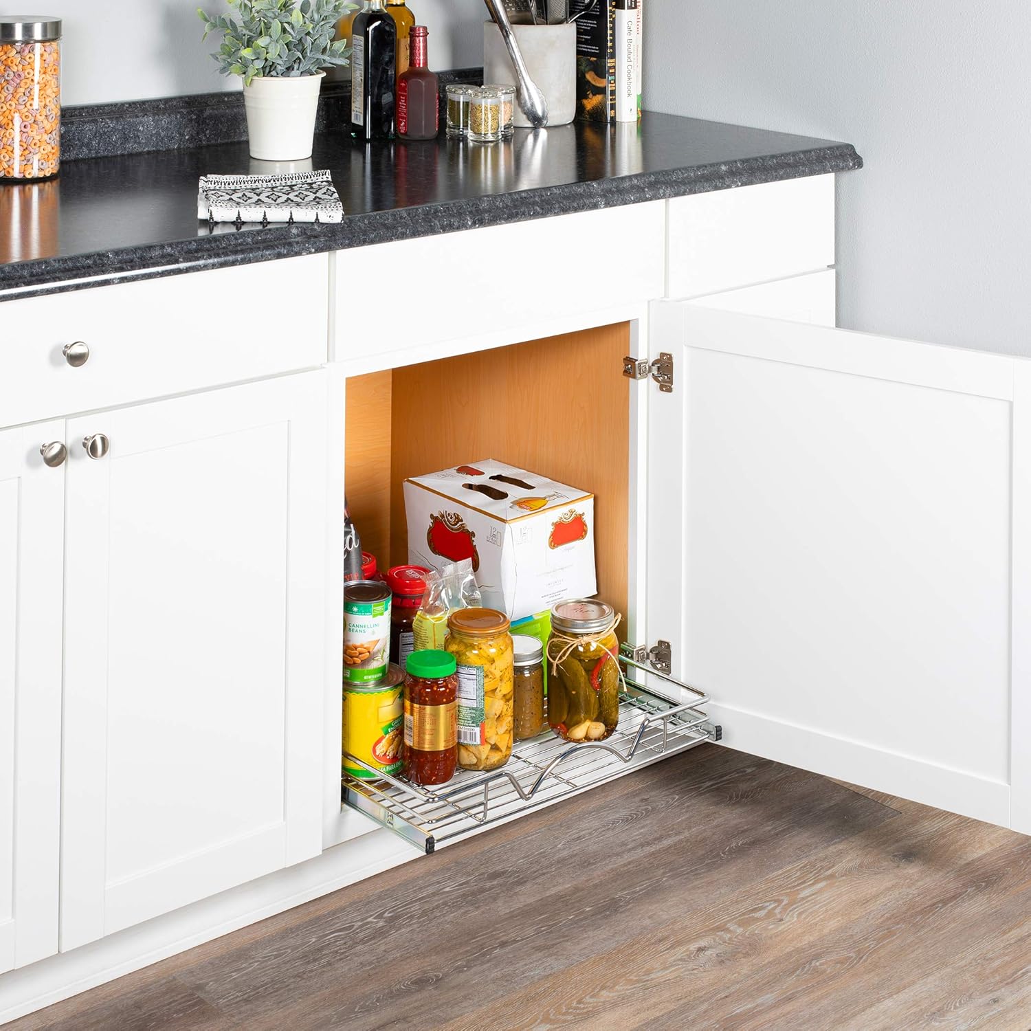 Chrome Heavy Duty Pull Out Drawer Cabinet Organizer M445