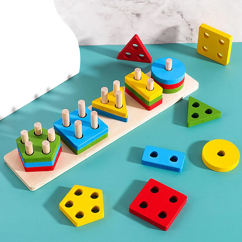 5 Sets Geometric Shape Matching Blocks Sorting Toys C19753