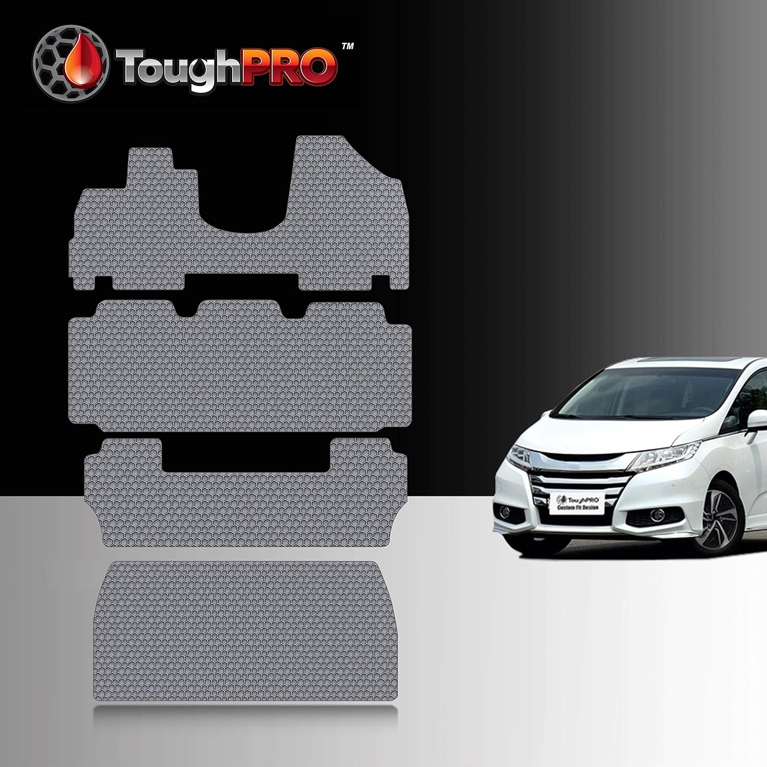 Gray Rubber All Weather Floor Mats for Honda Odyssey 8 Seater 2011-2017 C2618