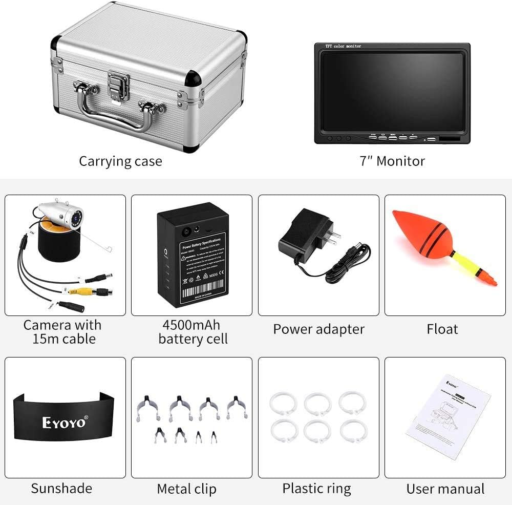 Upgraded 720P Underwater Fishing Camera with 7 inch Screen (15m) E219