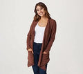 Saddle Brown Brushed Rib Long Sleeve Cardigan T319828