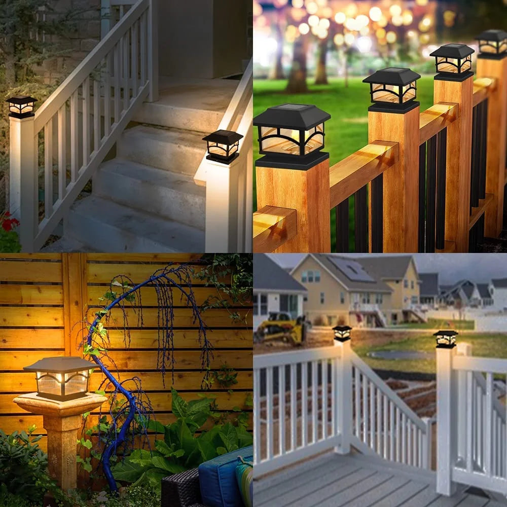 Solar Post Lights LED Waterproof Deck Fence Cap Lights 6 Pack H748