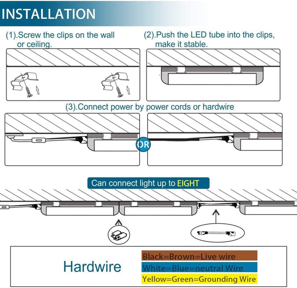 LED T5 Integrated Single Fixture, 4FT, 2200lm, 6500K, 20W, Utility Shop Light L137