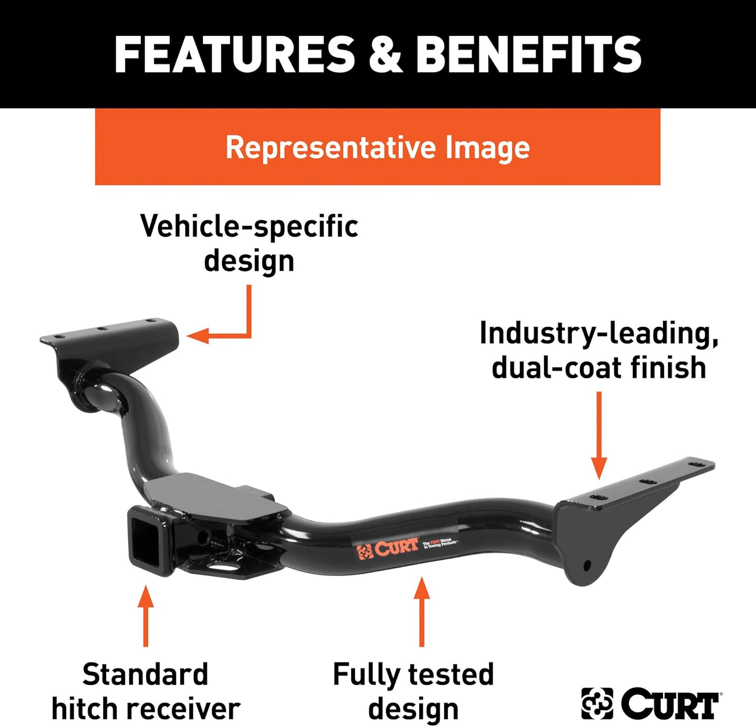 Class 3 Trailer Hitch, 2-Inch Receiver, 5,000 lbs U108