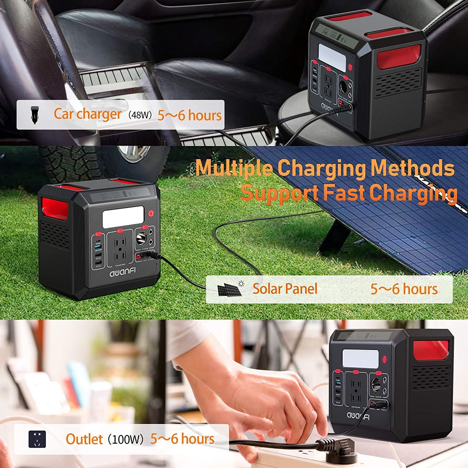 300W Portable Power Station 300Wh Solar Powered Generator with 110V AC Outlet R71886