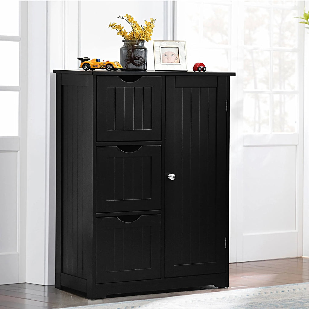 Grey Wooden Bathroom Floor Cabinet with 1 Cupboard and 3 Drawers K5495