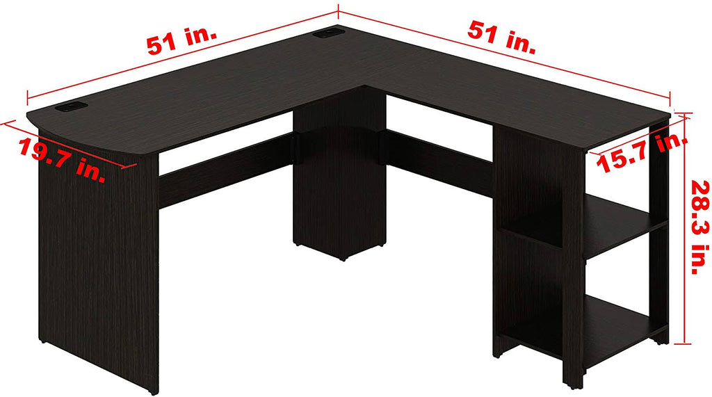 Walnut L-Shaped Wood Corner Desk S555