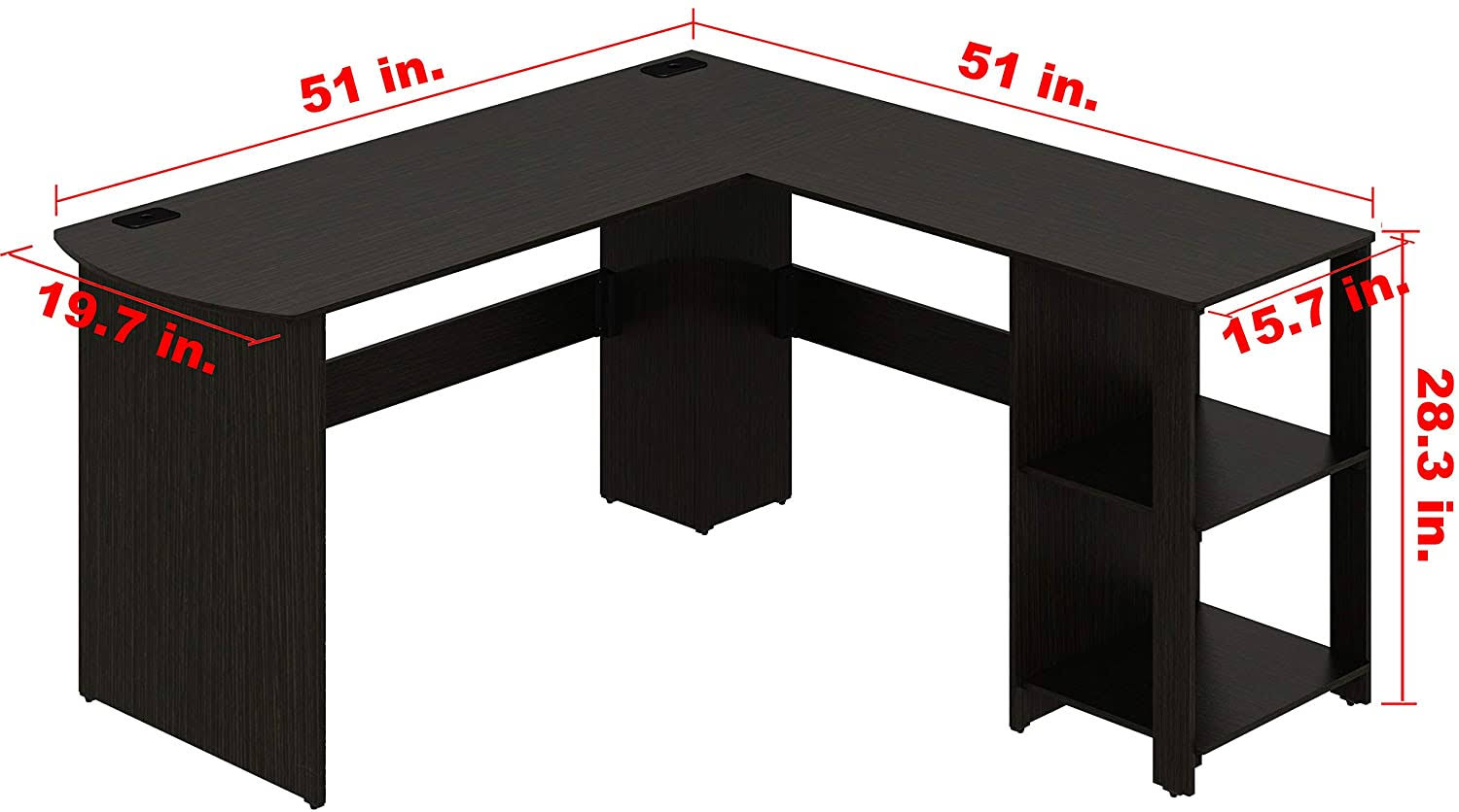 Walnut L-Shaped Wood Corner Desk S555