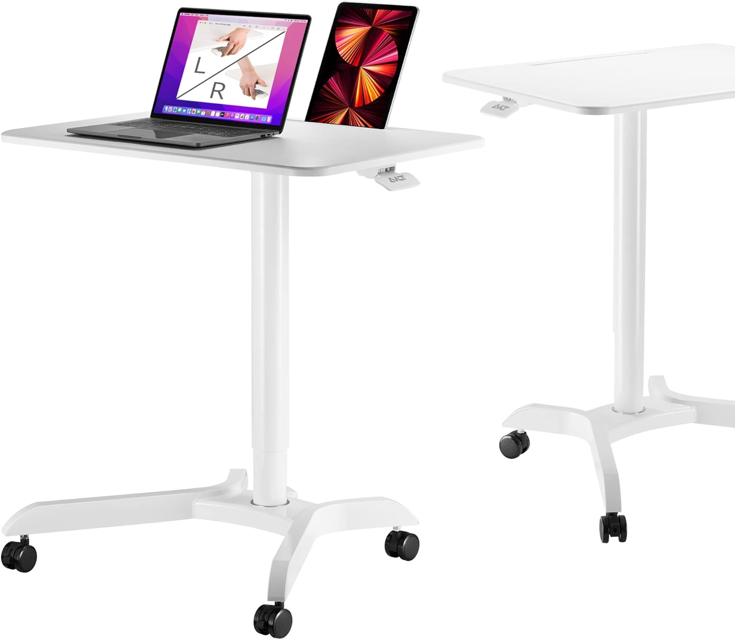48 Ambidextrous Standing Desk Adjustable Height Rolling Desk with Brake Casters R7422
