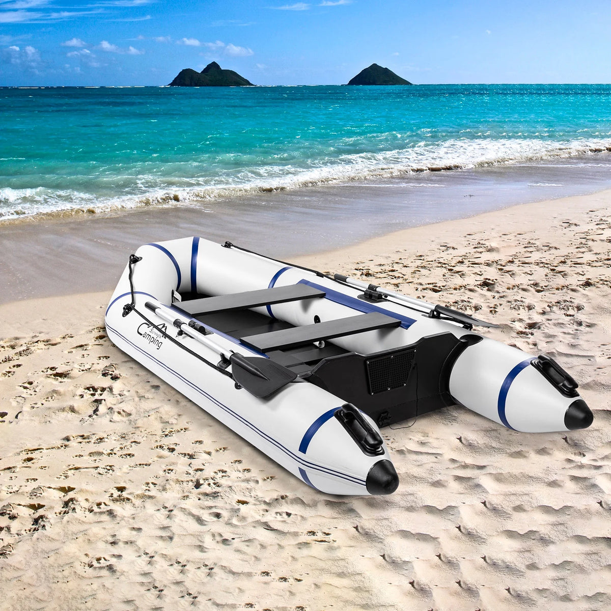 10ft Inflatable Boat, 600lb Max Weight, Gray/White C943539