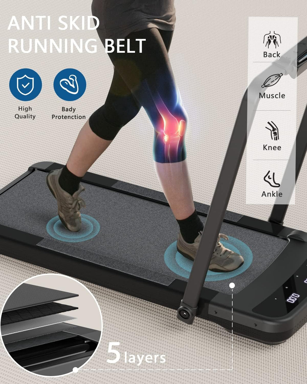 Black 2 in 1 Folding Treadmill with Remote Control R7847