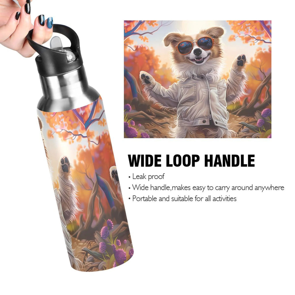 20 oz Insulated Stainless Steel Water Bottle with Straw Lid K998596