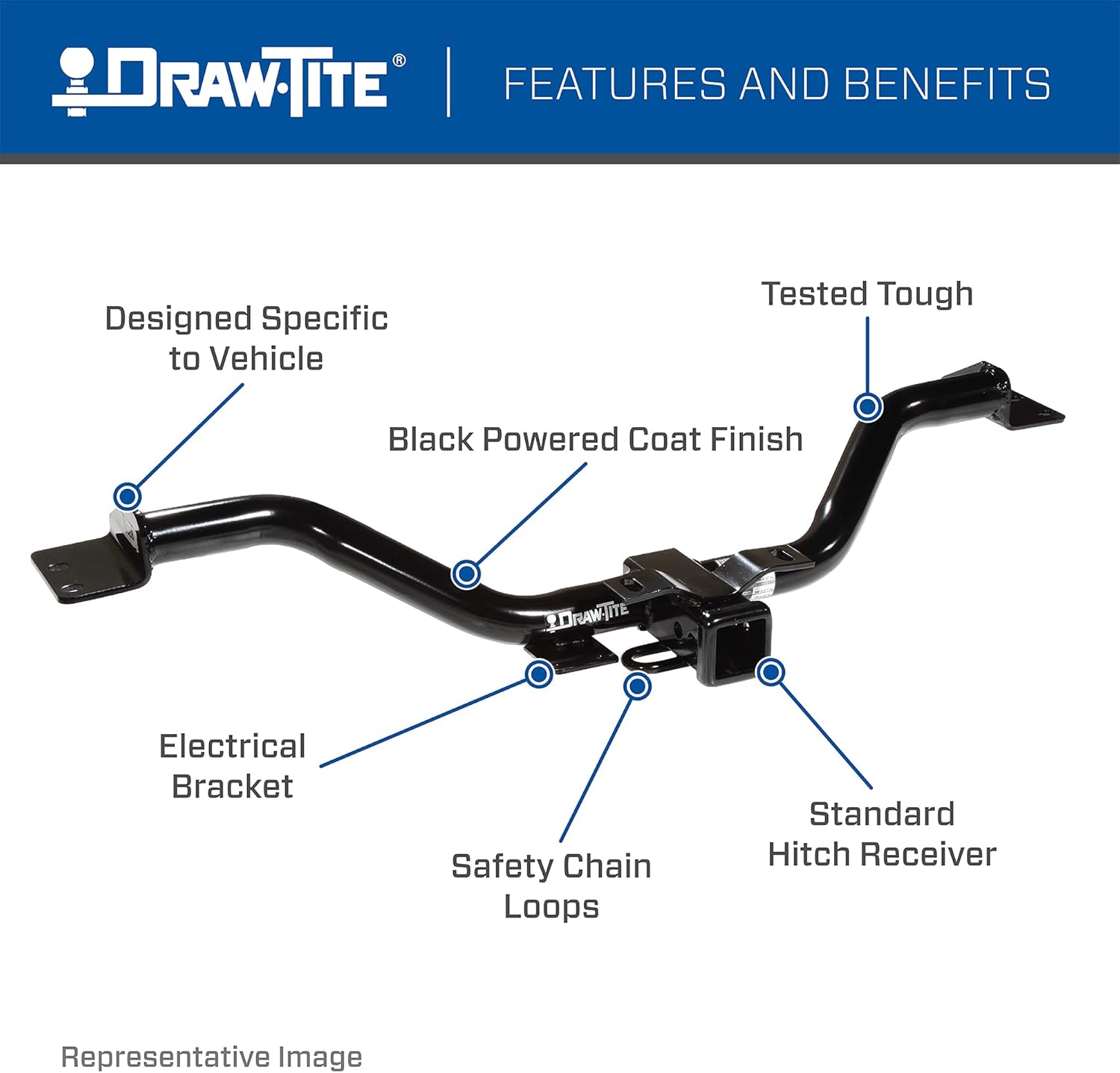 Class 3 Trailer Hitch, 2 Inch Receiver, Black P6057