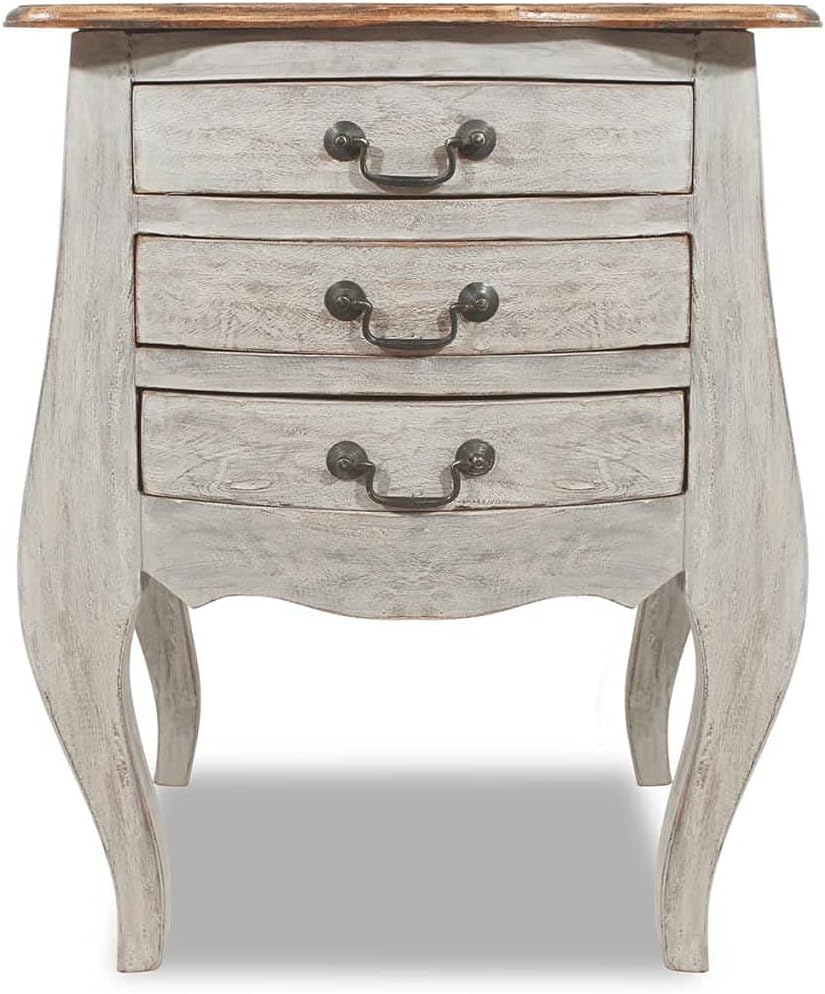 Solid Reclaimed Wood Bedside Cabinet with 3 Drawers B815