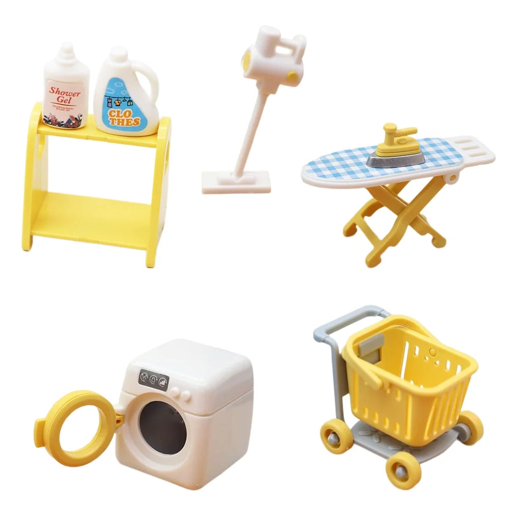 1:12 Mini Dollhouse Washing Machine Vacuum Cleaner Laundry Room Set Play Toys Z3672