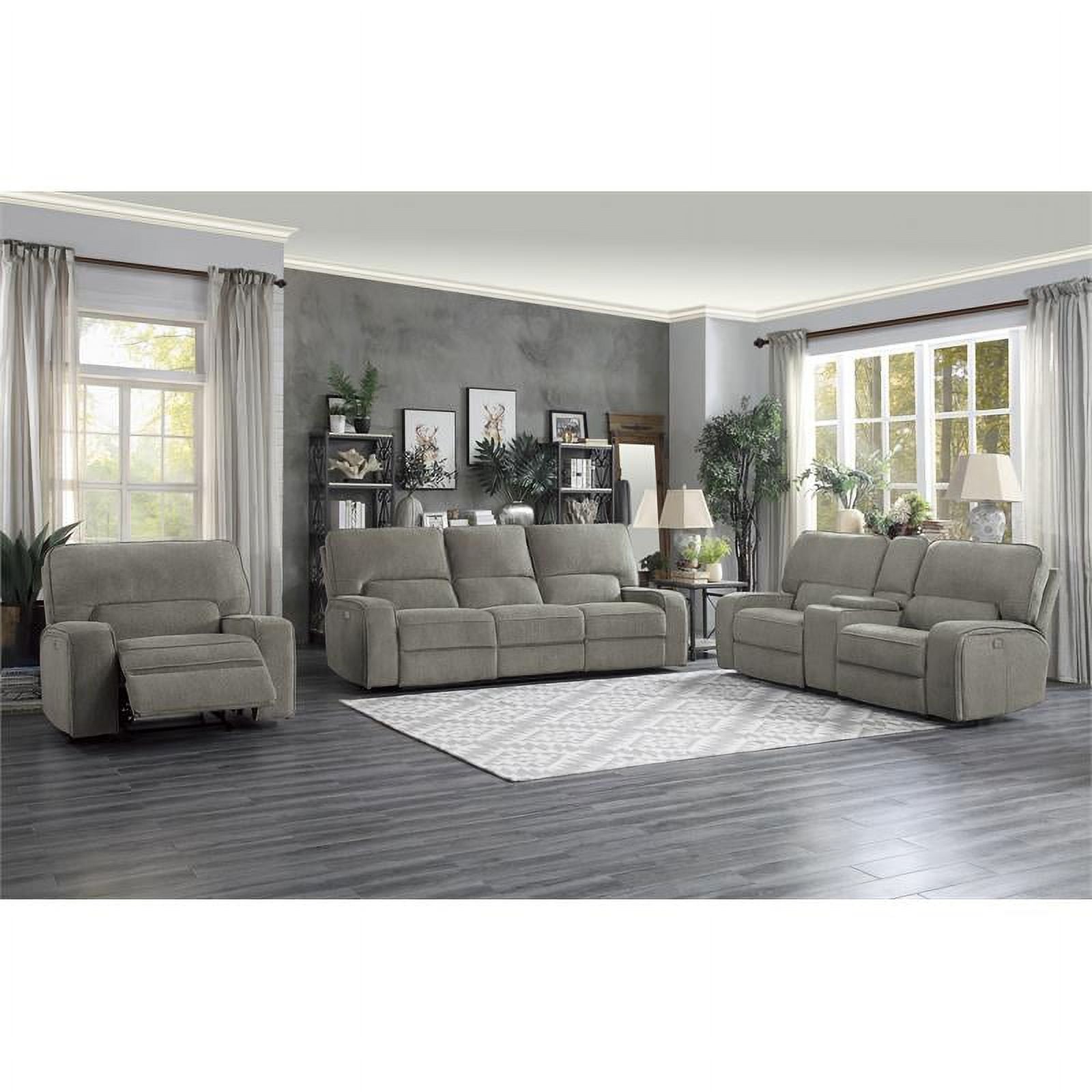Mocha Chenille Power Double Reclining Sofa Q125552