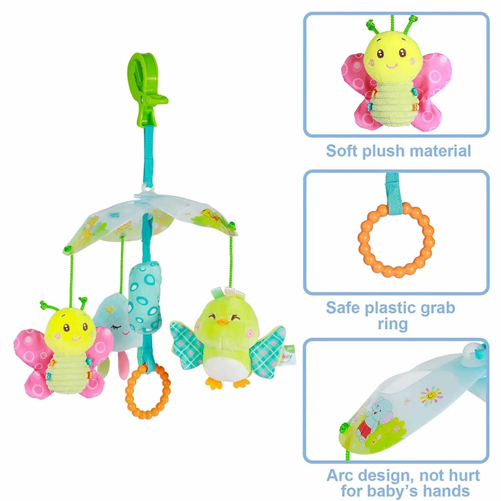 Baby Car Seat Clip On Stroller Toy With Birds And Hanging Rattle Sensory Activity Toy Z53354