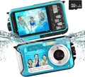 Blue 13FT Waterproof Underwater Camera, 48MP Photo 2.7K Video, Dual Display, Pack of 2 Y9808