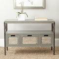 Antique Dark Walnut and Pewter 3-Drawer Console Table W8732