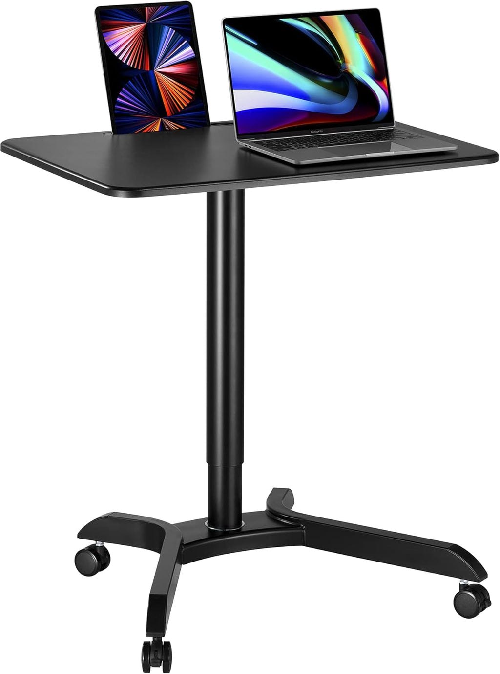 48 Ambidextrous Standing Desk Adjustable Height Rolling Desk with Brake Casters R7422