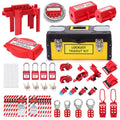 Lockout Tagout Kit with Safety Padlocks, Hasp, Breaker Lockout, Ball Valve Lockout, Steel Cable Lockout, Plug, Valve Lockout, Tags Q62617